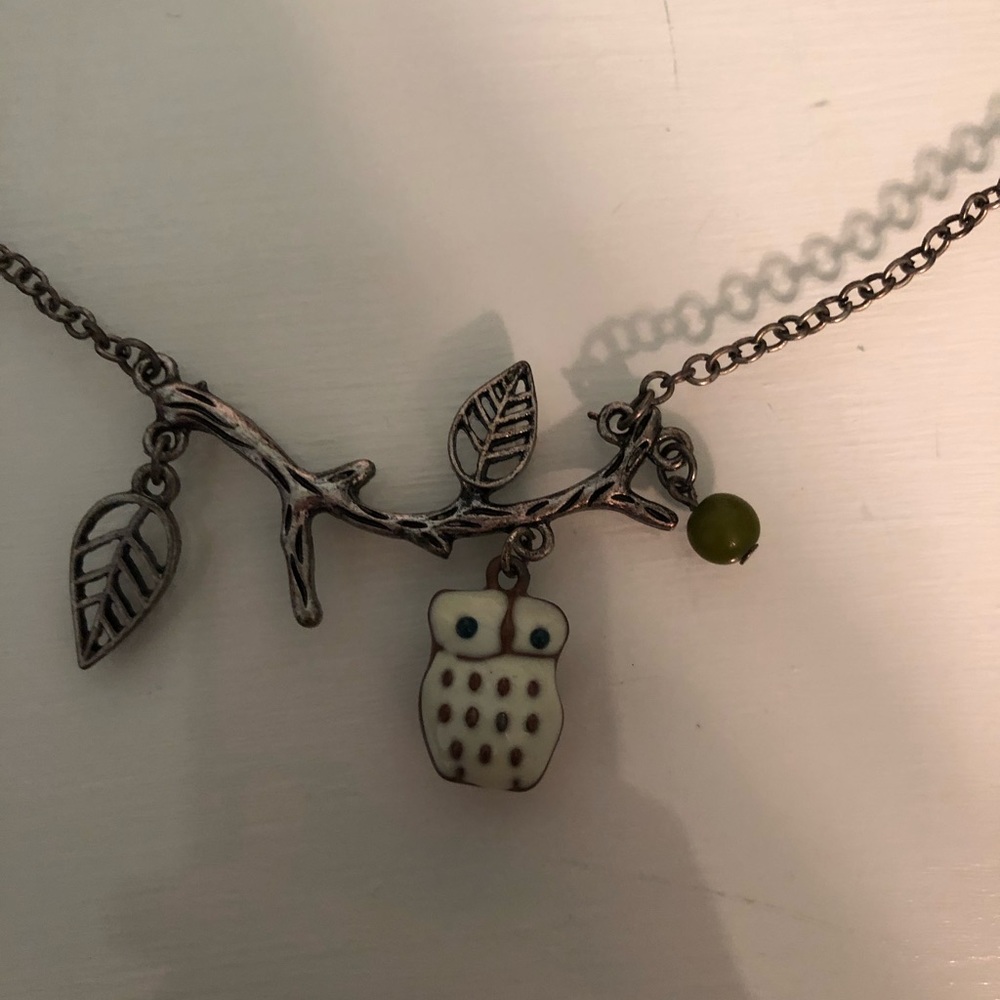 Tree branch and owl necklace